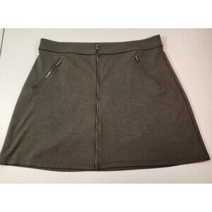 GAP Full Zipper Front A-Line Stretch Mini Skirt Women Size 14 Olive Army Green